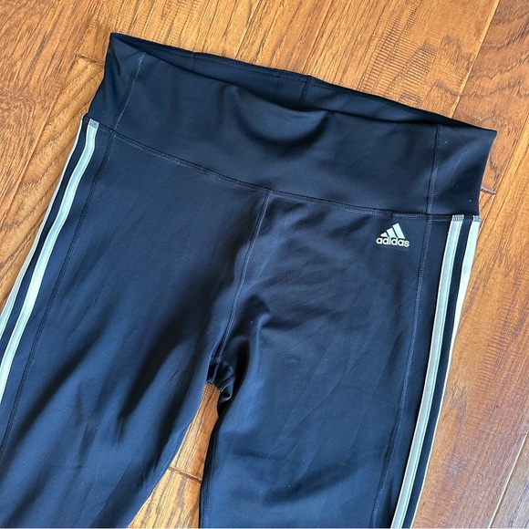 Adidas Leggings 7/8 Length White Side Stripes Size XL - Picture 2 of 4